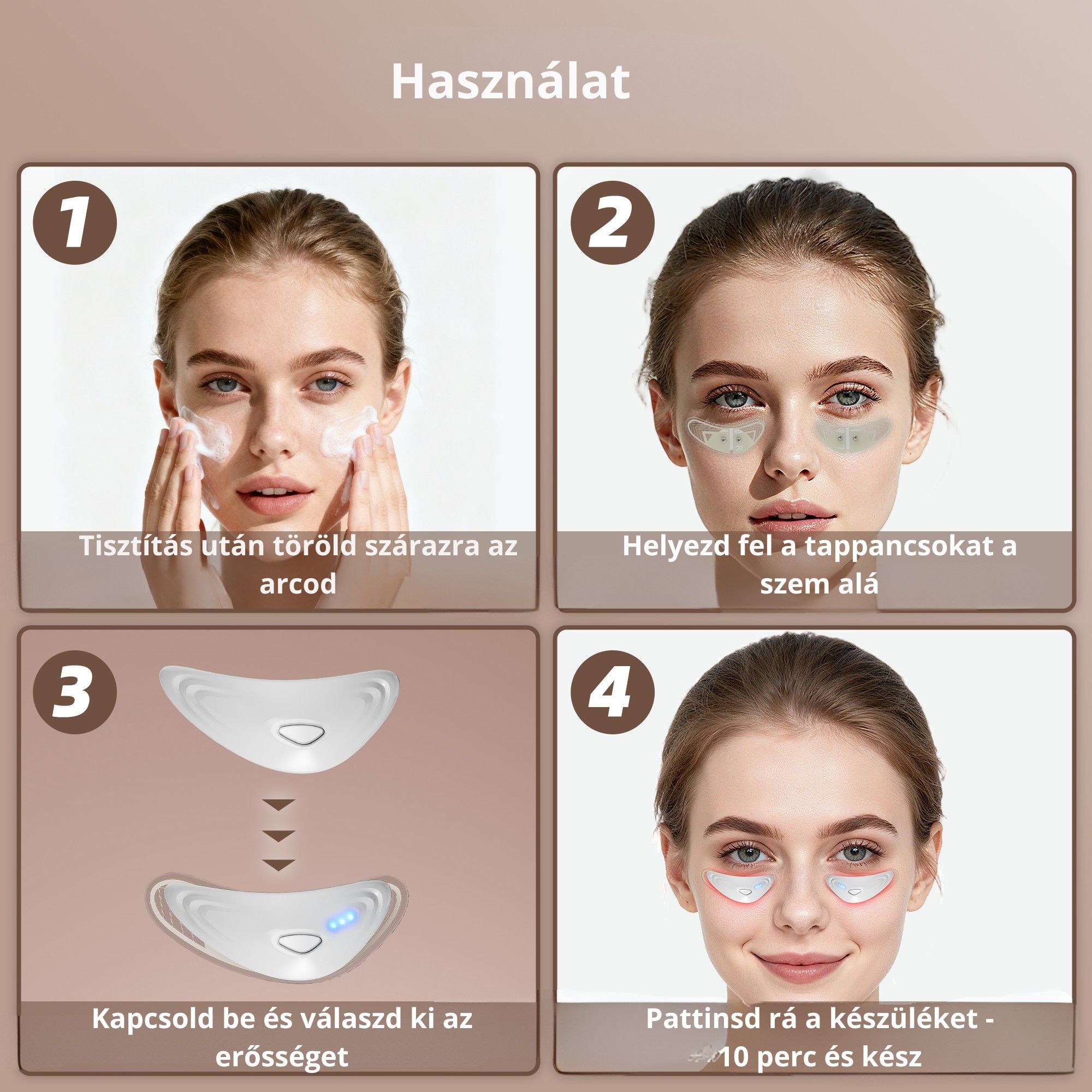 Lumielle LED szemfiatalító és masszírozó - szem alatti ráncok és karikák ellen